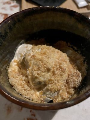 Chocolate-coffee sorbet with peanuts, caramel and cream at Eppo in Antwerpen