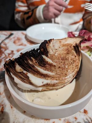 Cabbage with smoked leek sauce at Eppo in Antwerpen