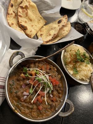 chana masala, tandoori roti, basmati rice  at Masala Spice in Goleta