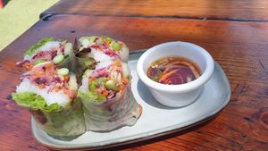 Vegan rice paper rolls. Loved them. at Pholklore in Torquay