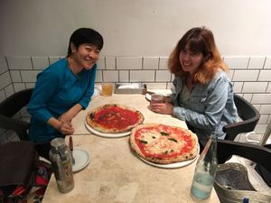 I went out with my friend who got the “extra cheese” & I got the “vegan Margherita” they were larger than we expected and delish!! Happy w/Restraunt atmosphere & was spacio at L'Antica Pizzeria da Michele in Tokyo