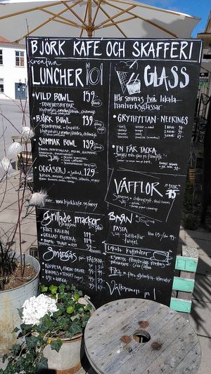 Current menu at Björk in Nora