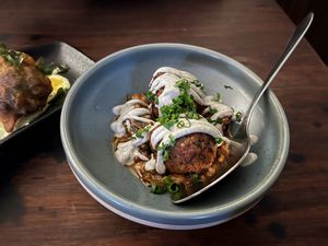 Cauliflower meat balls  at Ballard's in Thornbury