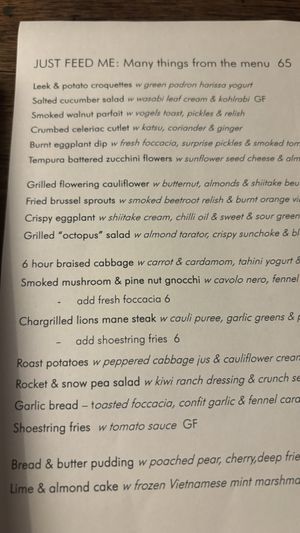 Current menu  at Ballard's in Thornbury