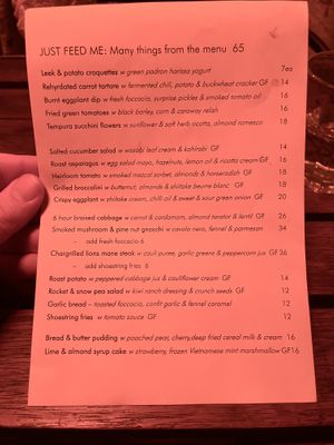 Menu, October 2024  at Ballard's in Thornbury