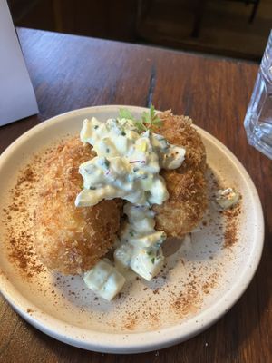 Pickled egg and croquette  at Ballard's in Thornbury