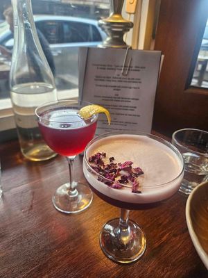 Gin sour non alc and whiskey cocktail that I can’t remember because it was duckin strong 🦆   at Ballard's in Thornbury