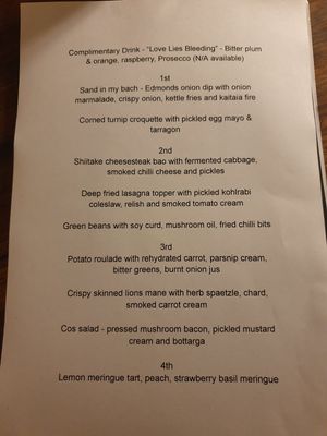 Valentine's Day degustation menu 2025 $90 at Ballard's in Thornbury