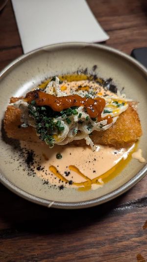 2. Lasagne topper w/kohlrabi coleslaw, smoked tomato cream: DELICIOUS! at Ballard's in Thornbury