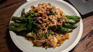 2. Green beans w/soy curd at Ballard's in Thornbury