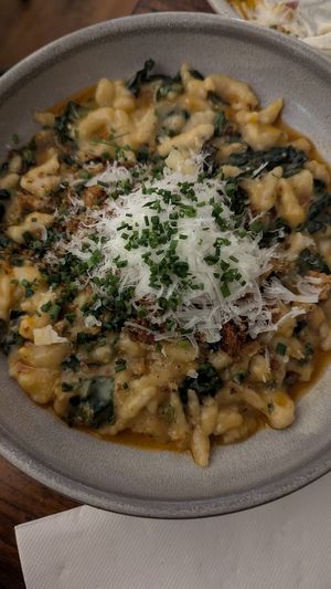 Chilli cheese spaetzle $28.00: WAYY too spicy for me at Ballard's in Thornbury