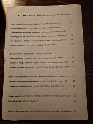 Menu July 2025 at Ballard's in Thornbury