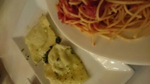 ravioli stuffed with tofu, mushrooms & onion.  at Bacio Italian Restaurante in Erdenheim