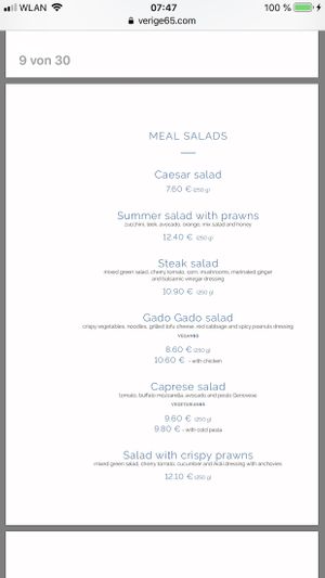 Salads at Verige 65 in Kostanjica