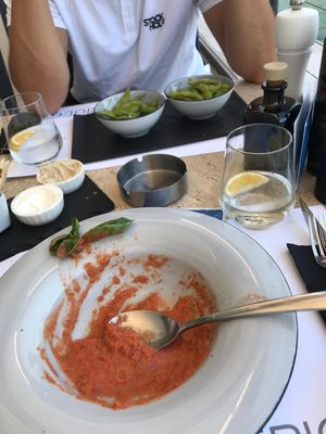 Gazpacho & Edamame at Verige 65 in Kostanjica