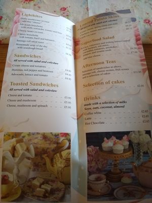 Vegan menu at Miss B's Tea Room in Melton Mowbray