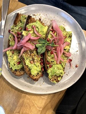 avocado toast  at Hello 123 in Montreal