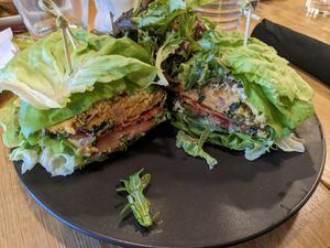 Salad Bun Breakfast Sandwich at Hello 123 in Montreal