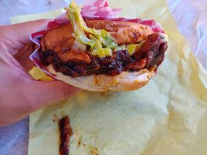 Bbq pull "pork" burger! Out of this world! Best burger I have tried! 😋😋😋 at Galaxy Rune in Seattle