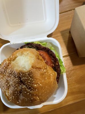 Beet burger  at Foodhisattva in Cleveland Heights