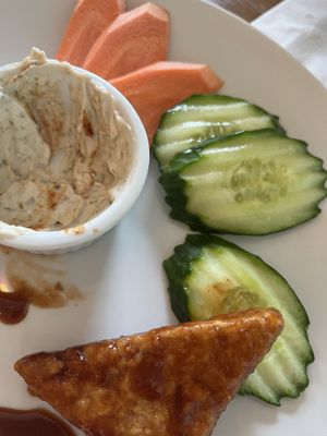 Sweet bbq tofu wings (taken after we ate most of them!!)  at Foodhisattva in Cleveland Heights