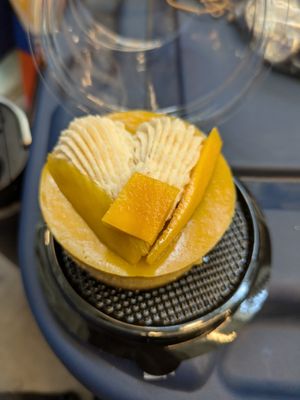 Mango yuzu cheesecake at Foodhisattva in Cleveland Heights