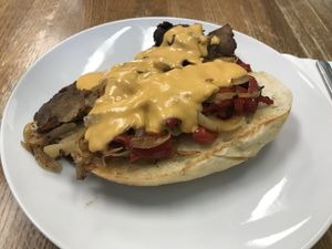 The cheese steak  at Foodhisattva in Cleveland Heights