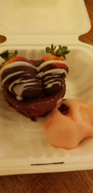 Strawberry chocolate cheesecake at Foodhisattva in Cleveland Heights