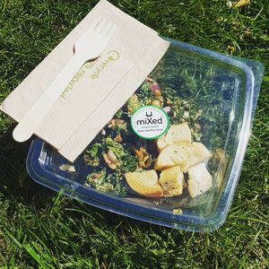 MiXed- Salad Bar in Bournemouth. A Create your own salad, chopped, mixed and dressed in front of you. Vegetarian and vegan options available. Almond or soya milk teas and coffees at miXed in Bournemouth