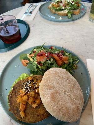 Chickpea burger and pumpkin sandwich   at Zebedeus in Wassenaar