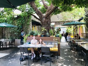 Magical courtyard at Nic's on Beverly in Los Angeles