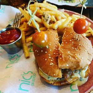 The truffle burger was amazing! Great birthday dinner!  at Nic's on Beverly in Los Angeles