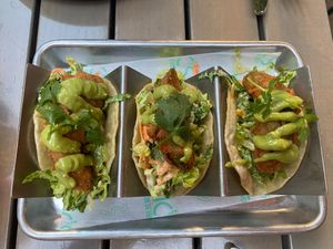 Tempura Avocado Tacos at Nic's on Beverly in Los Angeles