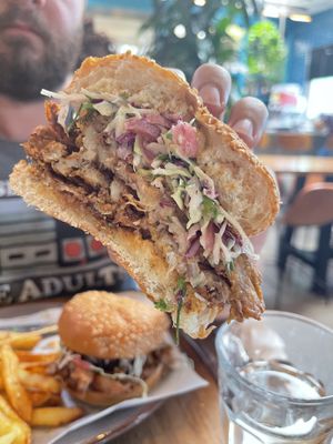 Fried Oyster Mushroom Sandwich  at Nic's on Beverly in Los Angeles