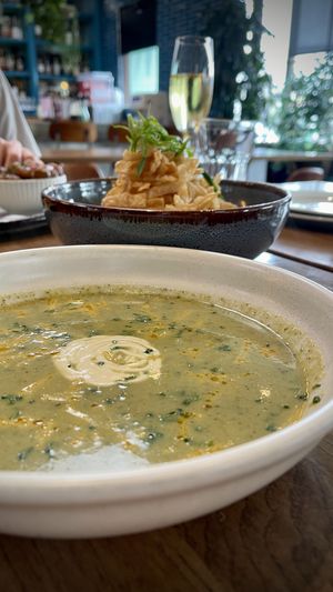 Broccoli Soup and Chenois Salad   at Nic's on Beverly in Los Angeles