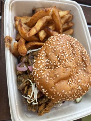 Crispy mushroom sandwich   at Nic's on Beverly in Los Angeles