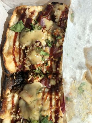 BBQ chicken pizza  at Nic's on Beverly in Los Angeles