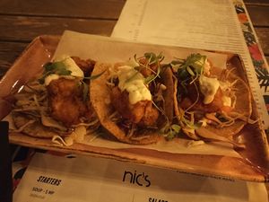 Tacos with cauliflower at Nic's on Beverly in Los Angeles