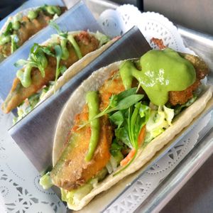 Tempura Avocado Tacos  at Nic's on Beverly in Los Angeles