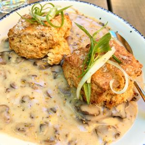 Scallion biscuits  at Nic's on Beverly in Los Angeles