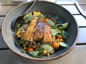 Smoked tofu bowl  at Nic's on Beverly in Los Angeles