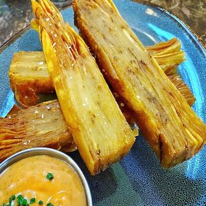 Potato Gratin Fries with Harissa Secret Sauce  at Nic's on Beverly in Los Angeles
