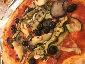 veggie pizza with added capperi (really delish) at Pizzeria Alle Scalette in Siena