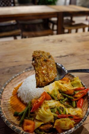 Sambal pepes with fish pieces made with tofu skin at Double Durian - VivoCity  in Central Singapore