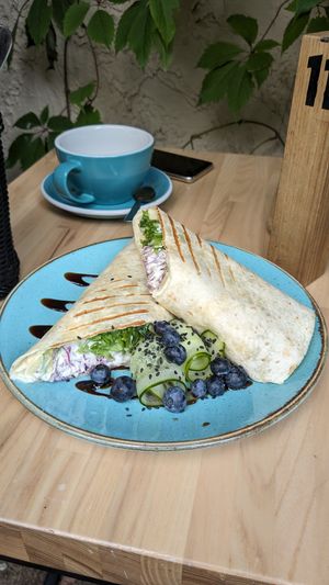 Vegan falafel wrap at Doma in Sigulda