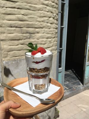 Parfait with homemade granola and coconut yoghurt  at Billy Bonka in Ghent
