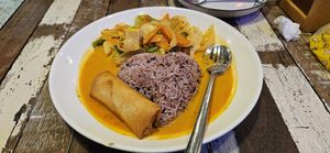Massaman Curry with Tofu and Spring Roll at Basil Bistro in Koh Phi Phi