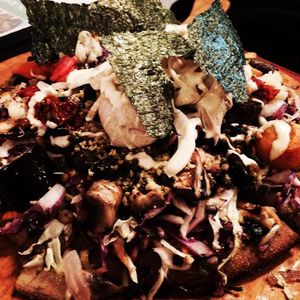 vegan pizza with cashew cheese!! at Buenos Aires Verde - Gorriti in Buenos Aires