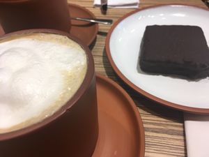 Coffee and raw chocolate sweet at Buenos Aires Verde - Gorriti in Buenos Aires