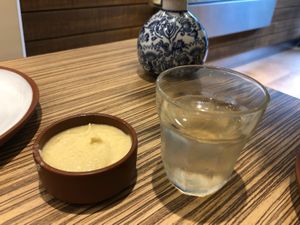 Hummus and sweet starter drink at Buenos Aires Verde - Gorriti in Buenos Aires